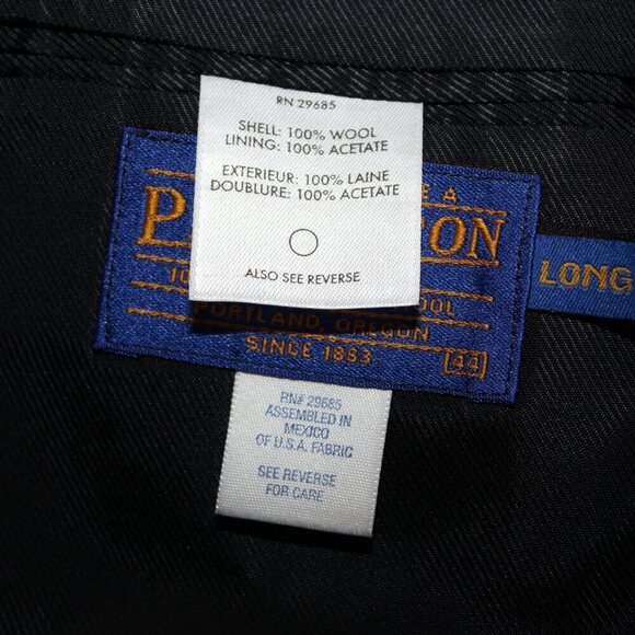 Pendleton Mens Navy Herringbone Wool Sport Coat Jacket Size 44Long - Picture 6 of 12